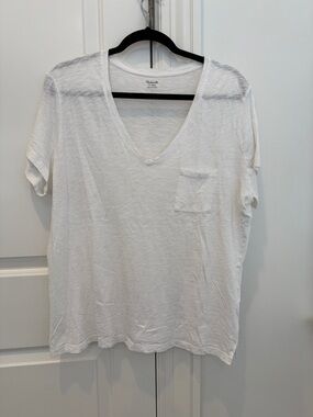 Madewell Whisper Cotton V-Neck Pocket Tee Size XXL Optic White